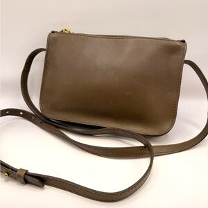 Madewell The Simple Leather Crossbody Olive Bag
